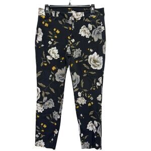 Old Navy Pixie Pant Floral Ankle Pants Women 10‎ Mid Rise Stretch Slim Workwear